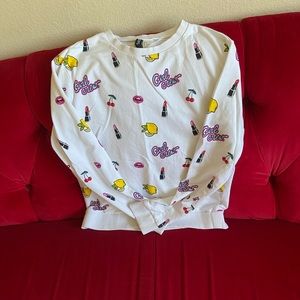 H&M Fashion Girl Crew  Long Sleeve Printed Top - size S